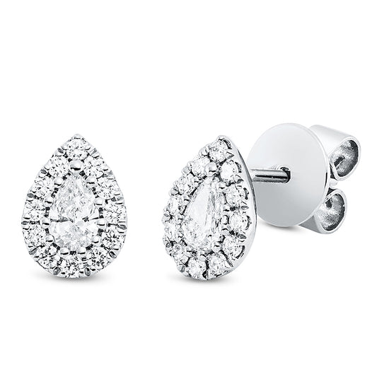 Ohrstecker 18 kt WG, 2 Tropfen 0,29 ct, TW-si, 24 Brill. 0,23 ct, TW-si