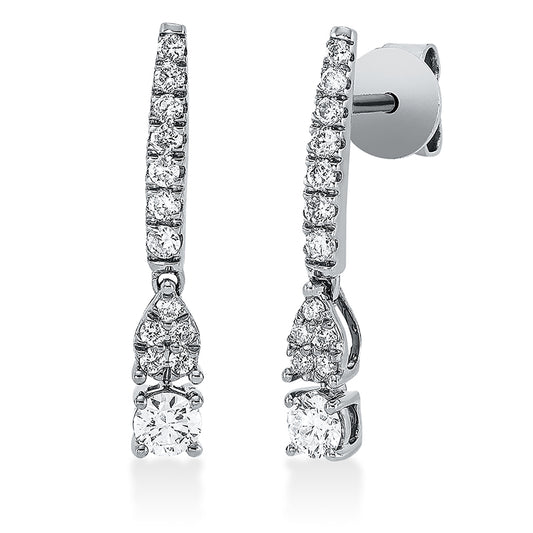 Ohrschmuck 18 kt WG, 2 Brill. 0,31 ct, TW-si, 24 Brill. 0,37 ct, TW-si