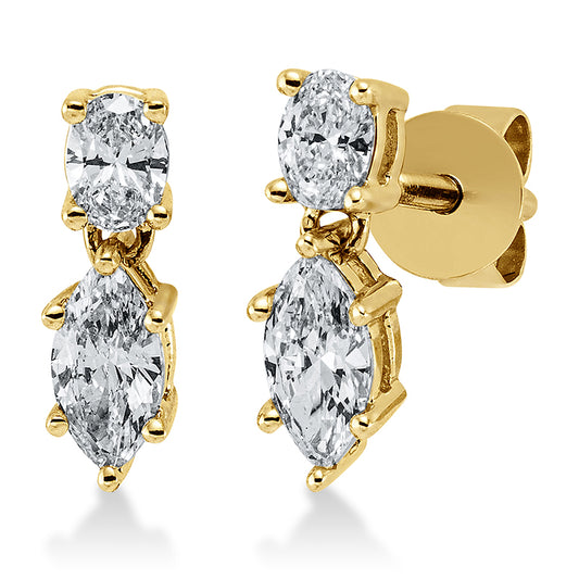 Ohrschmuck 18 kt GG, 2 Oval 0,27 ct, TW-vsi, 2 Nav. 0,35 ct, TW-vsi
