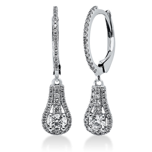 Ohrschmuck 18 kt WG, 2 Brill. 0,22 ct, TW-vsi/si, 82 Brill. 0,24 ct, TW-vsi/si