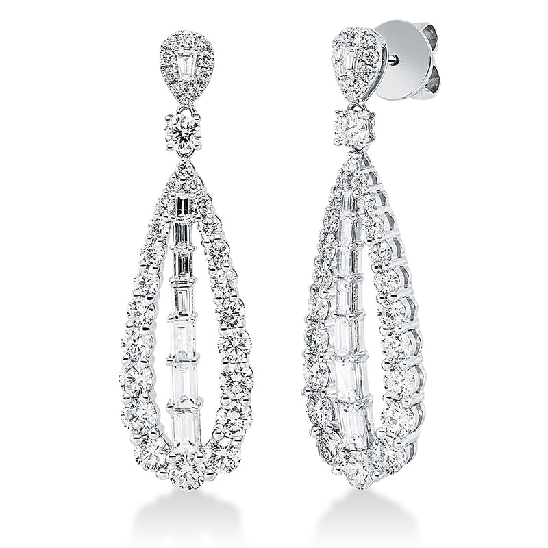 Ohrschmuck 18 kt WG, 16 Bag. 0,82 ct, TW-si, 66 Brill. 2,75 ct, TW-si