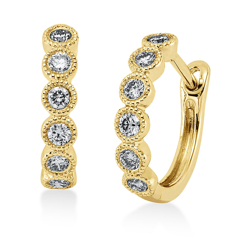 Creolen 18 kt GG, 12 Brill. 0,22 ct, TW-si