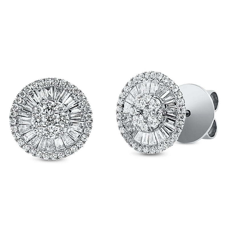 Ohrstecker 18 kt WG, 38 Trap. 0,42 ct, TW-vsi, 82 Brill. 0,49 ct, TW-vsi