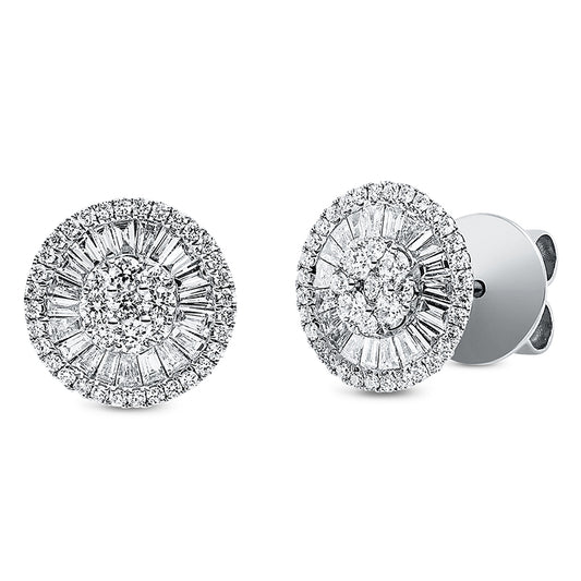 Ohrstecker 18 kt WG, 38 Trap. 0,42 ct, TW-vsi, 82 Brill. 0,49 ct, TW-vsi