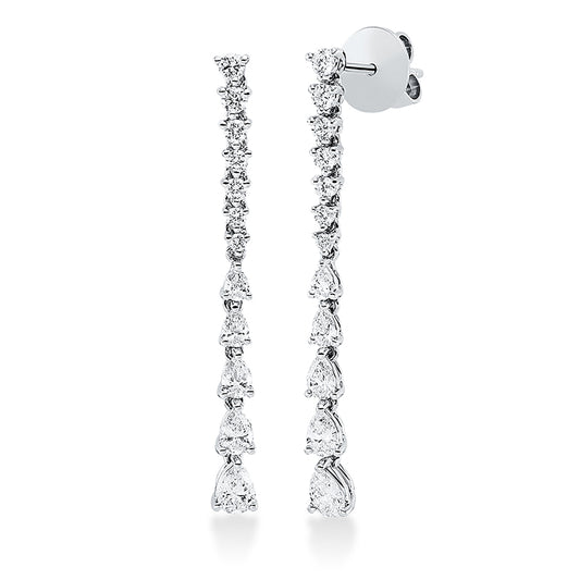 Ohrschmuck 18 kt WG, 10 Tropfen 0,97 ct, TW-vsi, 14 Brill. 0,40 ct, TW-vsi