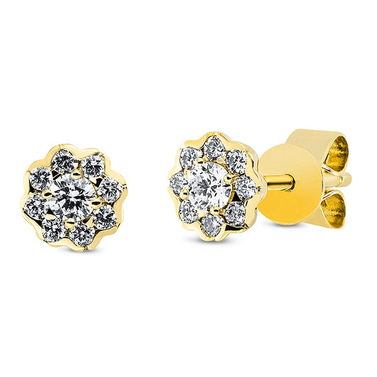 Ohrstecker 18 kt GG, 18 Brill. 0,21 ct, TW-si
