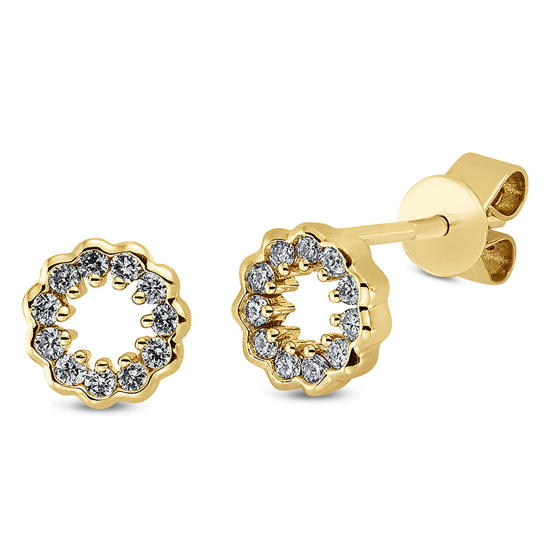 Ohrstecker 18 kt GG, 22 Brill. 0,15 ct, TW-si