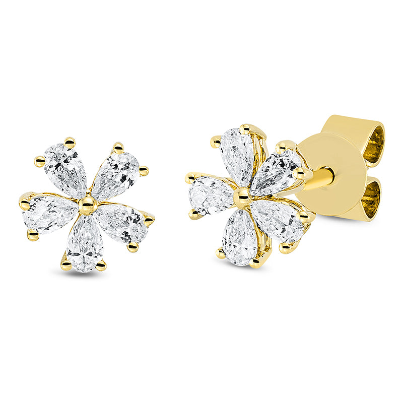 Ohrstecker 18 kt GG, 10 Tropfen 0,33 ct, TW-vsi