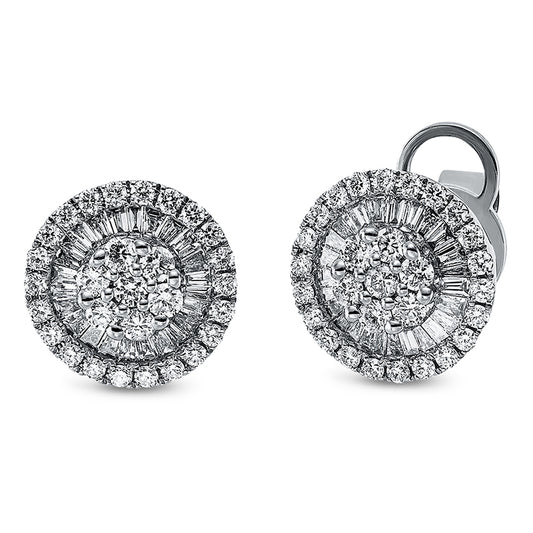 Ohrstecker 18 kt WG, 49 Trap. 0,34 ct, TW-si, 58 Brill. 0,59 ct, TW-si