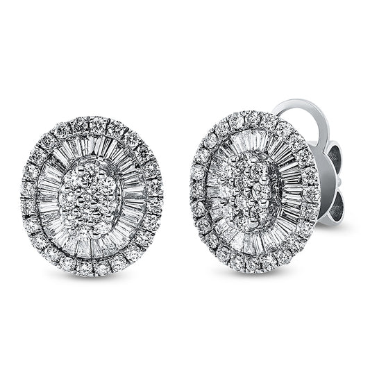 Ohrstecker 18 kt WG, 46 Trap. 0,48 ct, TW-si, 68 Brill. 0,55 ct, TW-si