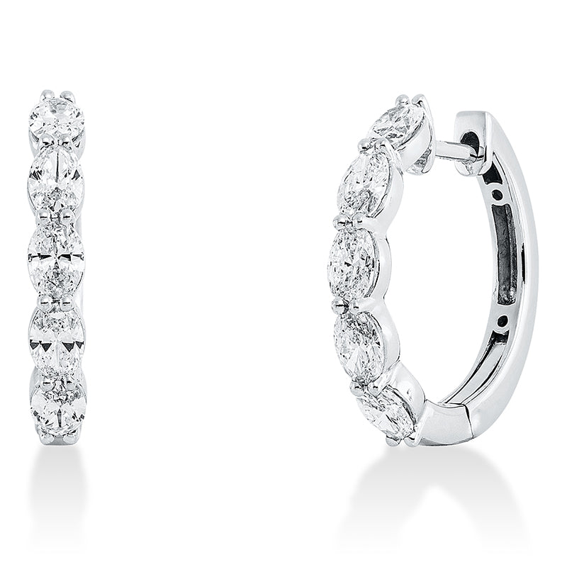 Creolen 18 kt WG, 10 Oval 1,45 ct, TW-vsi