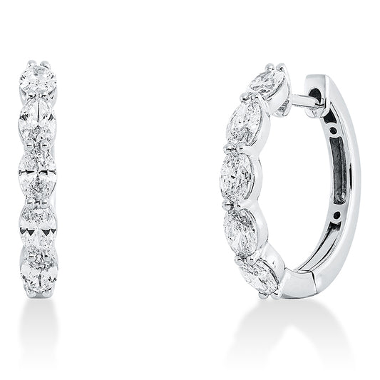 Creolen 18 kt WG, 10 Oval 1,45 ct, TW-vsi