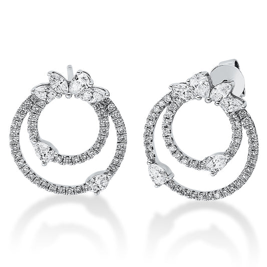 Ohrstecker 18 kt WG, 6 Tropfen 0,54 ct, TW-si, 6 Nav. 0,39 ct, TW-si, 90 Brill. 0,56 ct, TW-si