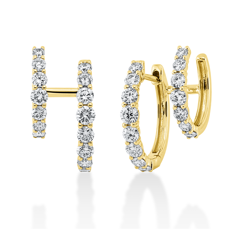 Ohrschmuck 18 kt GG, 26 Brill. 1,03 ct, TW-si, 2 Brill. 0,16 ct, TW-si, 2 Brill. 0,04 ct, TW-si