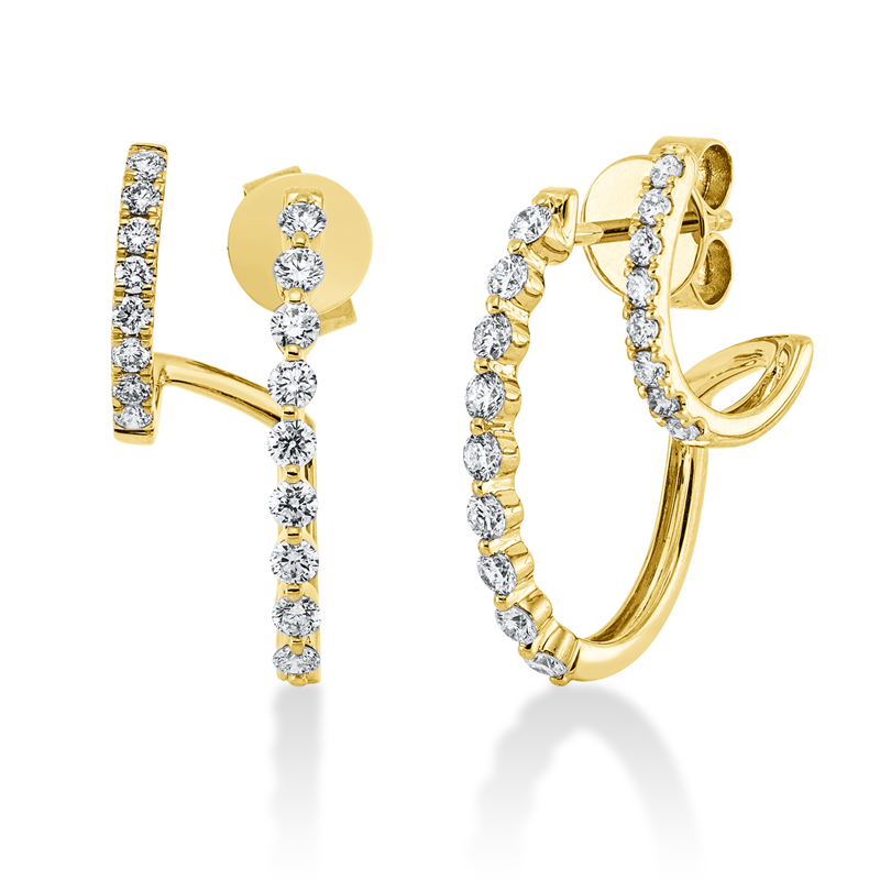 Ohrschmuck 18 kt GG, 18 Brill. 0,52 ct, TW-si, 16 Brill. 0,22 ct, TW-si