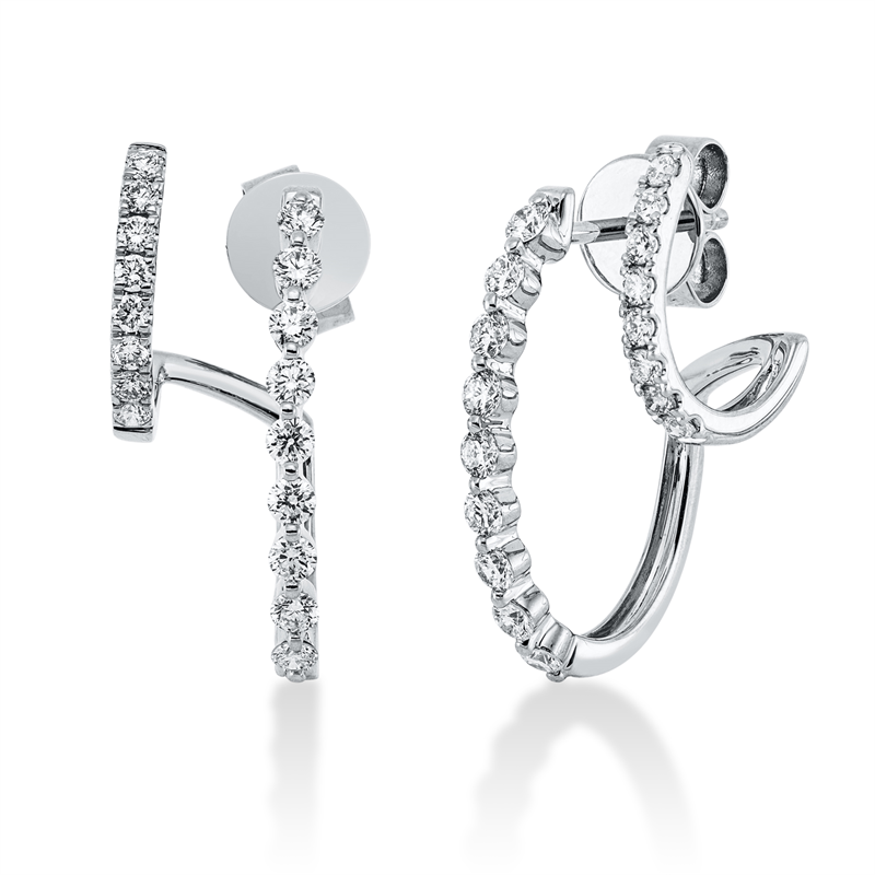 Ohrstecker 18 kt WG, 16 Brill. 0,21 ct, TW-si, 18 Brill. 0,51 ct, TW-si