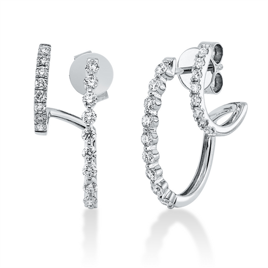 Ohrstecker 18 kt WG, 16 Brill. 0,21 ct, TW-si, 18 Brill. 0,51 ct, TW-si