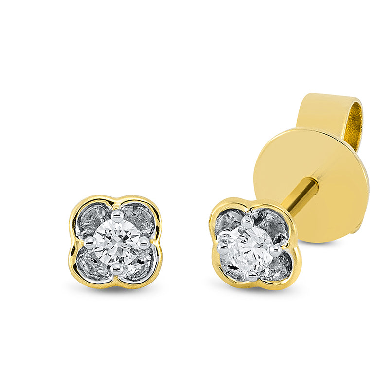 Ohrstecker 18 kt GG, Fassung rhodiniert, 2 Brill. 0,11 ct, TW-si