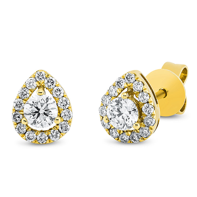 Ohrstecker 18 kt GG, 2 Brill. 0,23 ct, W-si, 28 Brill. 0,15 ct, W-si
