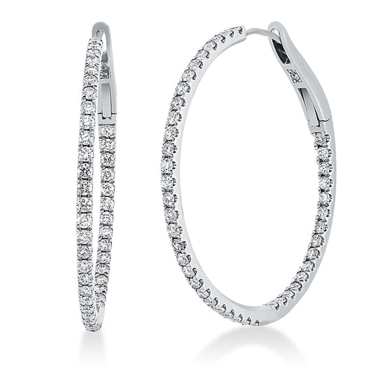 Creolen 18 kt WG, 90 Brill. 1,11 ct, W-si