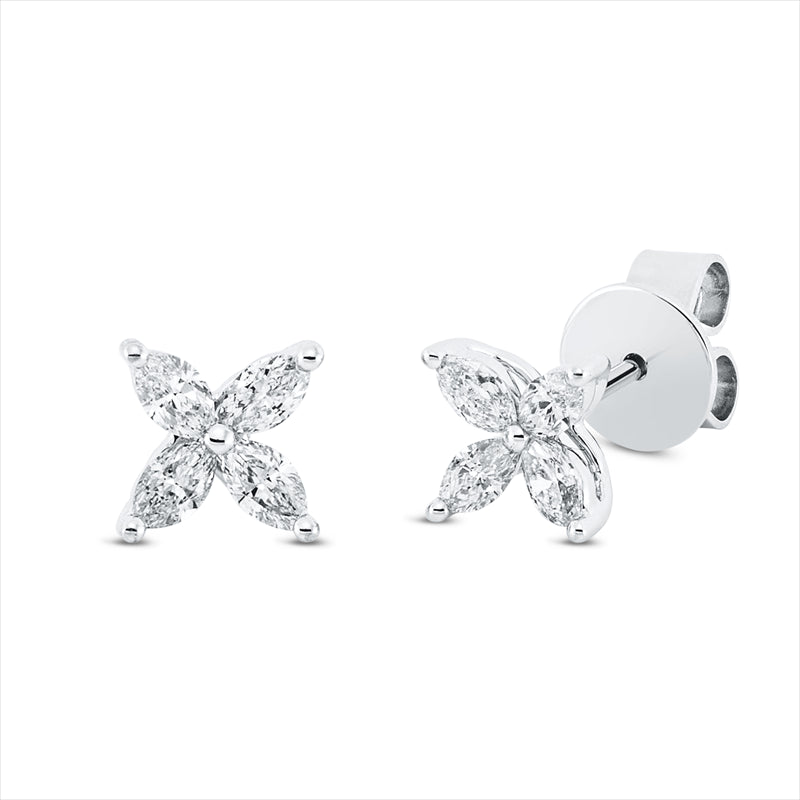Ohrstecker 18 kt WG, 8 Nav. 0,46 ct, TW-vsi/si
