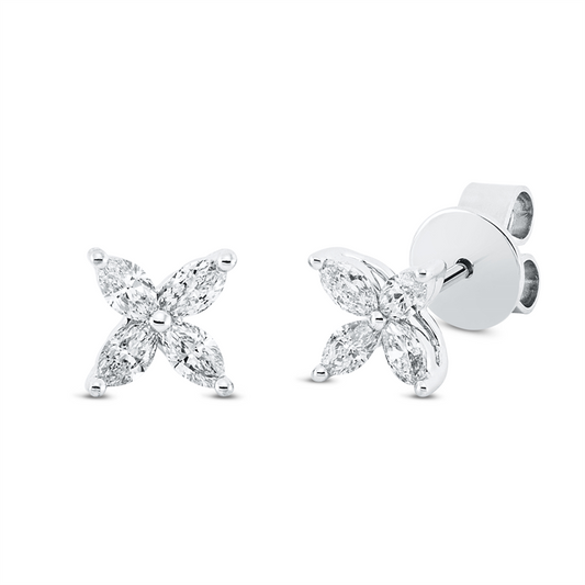 Ohrstecker 18 kt WG, 8 Nav. 0,49 ct, TW-vsi/si