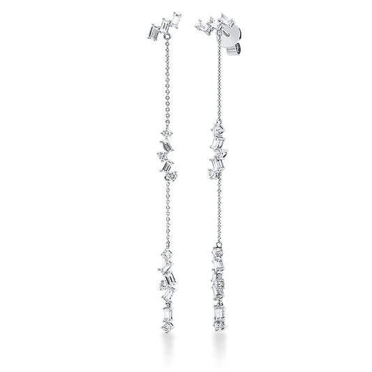 Ohrschmuck 18 kt WG, 18 Bag. 0,76 ct, TW-vsi, 12 Brill. 0,41 ct, TW-si