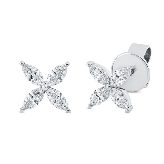 Ohrstecker 18 kt WG, 8 Nav. 0,32 ct, TW-si