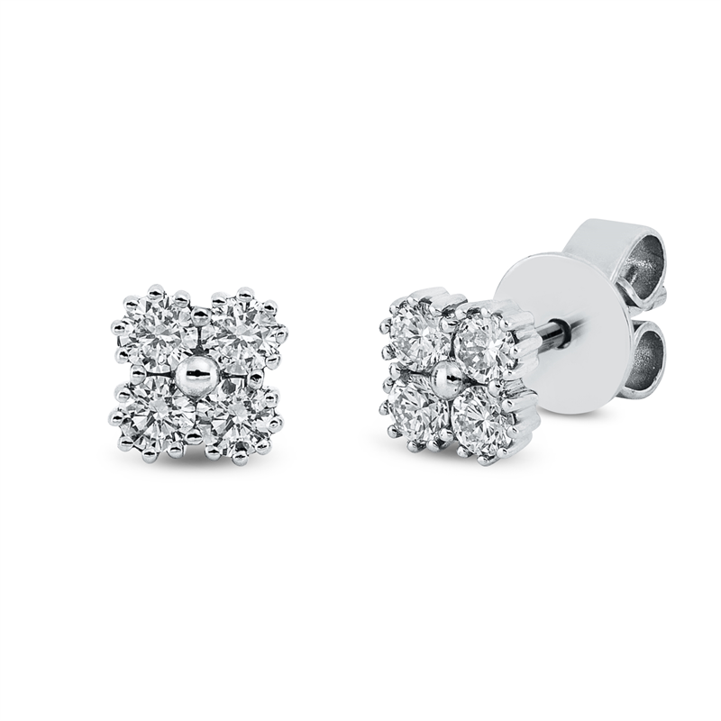 Ohrstecker 18 kt WG, 8 Brill. 0,30 ct, TW-si