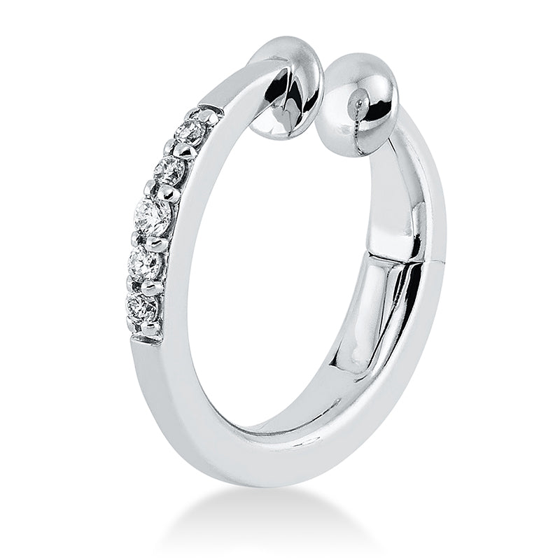 Ohrschmuck 18 kt WG, Ohrmanschette, 2 Brill. 0,01 ct, TW-vsi, 3 Brill. 0,03 ct, TW-vsi