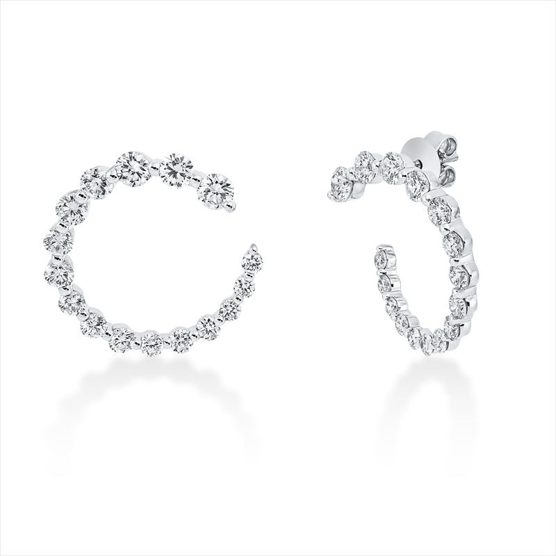 Ohrstecker 18 kt WG, 2 Brill. 0,17 ct, W-si, 30 Brill. 1,22 ct, W-si