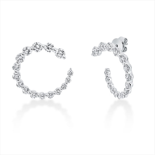 Ohrstecker 18 kt WG, 2 Brill. 0,17 ct, W-si, 30 Brill. 1,22 ct, W-si