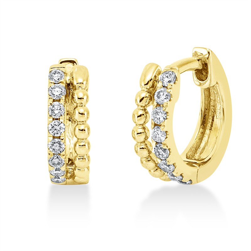 Creolen 18 kt GG, 16 Brill. 0,14 ct, W-si