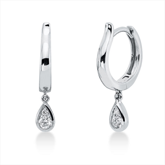 Creolen 18 kt WG, 2 Brill. 0,10 ct, TW-si, 2 Brill. 0,01 ct, TW-si