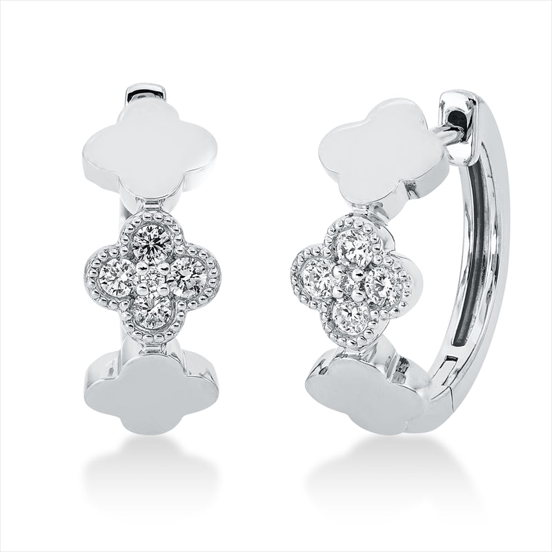 Creolen 18 kt WG, 8 Brill. 0,20 ct, TW-si, 2 Brill. 0,01 ct, TW-si