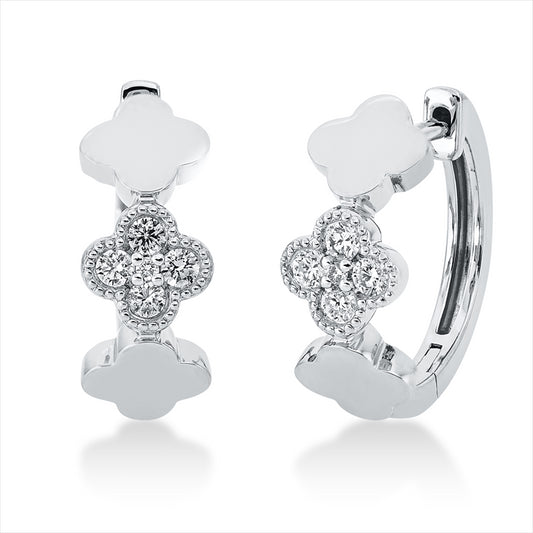 Creolen 18 kt WG, 8 Brill. 0,20 ct, TW-si, 2 Brill. 0,01 ct, TW-si