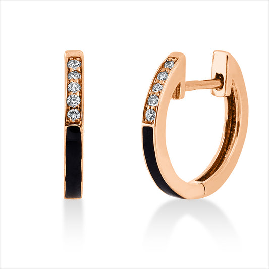 Creolen 18 kt RG, 10 Brill. 0,05 ct, TW-si, 2 Emaille schwarz