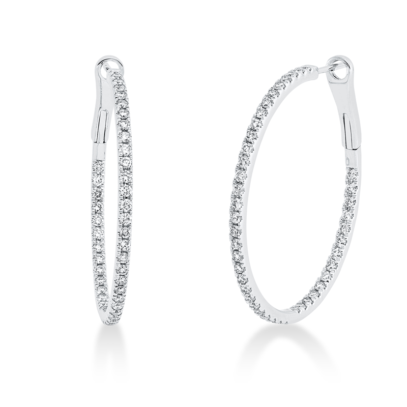 Creolen 18 kt WG, 86 Brill. 1,34 ct, TTLB-si