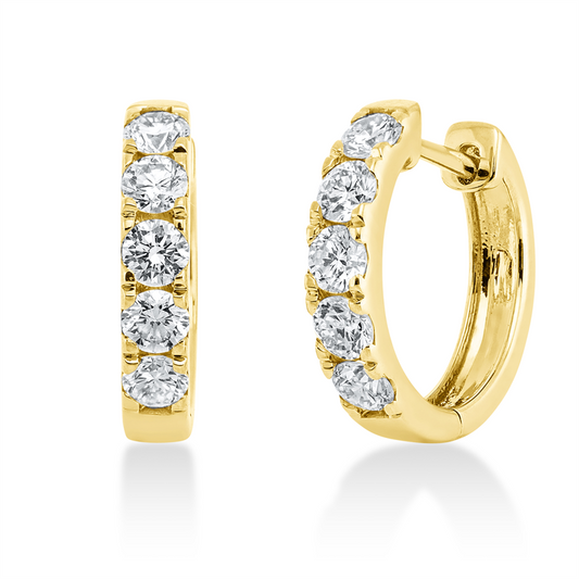 Creolen 18 kt GG, 10 Brill. 0,89 ct, TW-si