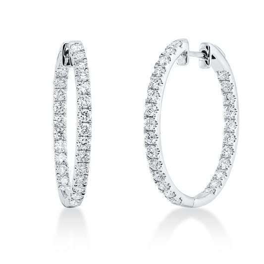 Creolen 18 kt WG, 52 Brill. 1,29 ct, TW-si