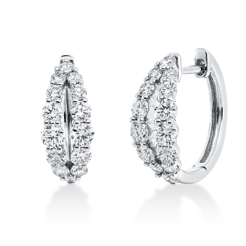 Creolen 18 kt WG, 28 Brill. 1,40 ct, TW-si