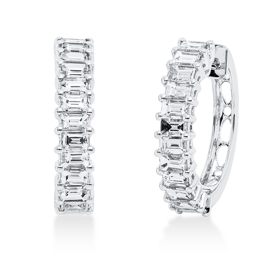 Creolen 18 kt WG, 24 Bag. 2,69 ct, TW-vsi