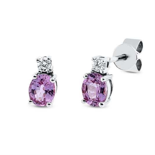 Ohrstecker 18 kt WG, 2 Brill. 0,07 ct, TW-si, 2 Saphire 0,93 ct blau