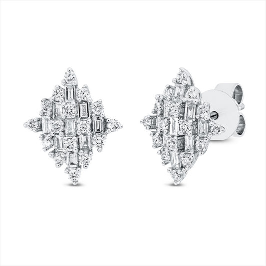 Ohrstecker 18 kt WG, 18 Bag. 0,28 ct, TW-pi, 32 Brill. 0,27 ct, TW-pi