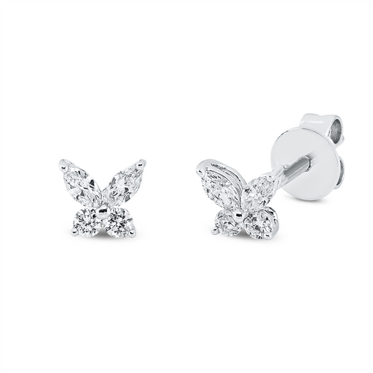 Ohrstecker 18 kt WG, 4 Nav. 0,14 ct, TW-vsi, 4 Brill. 0,07 ct, TW-si