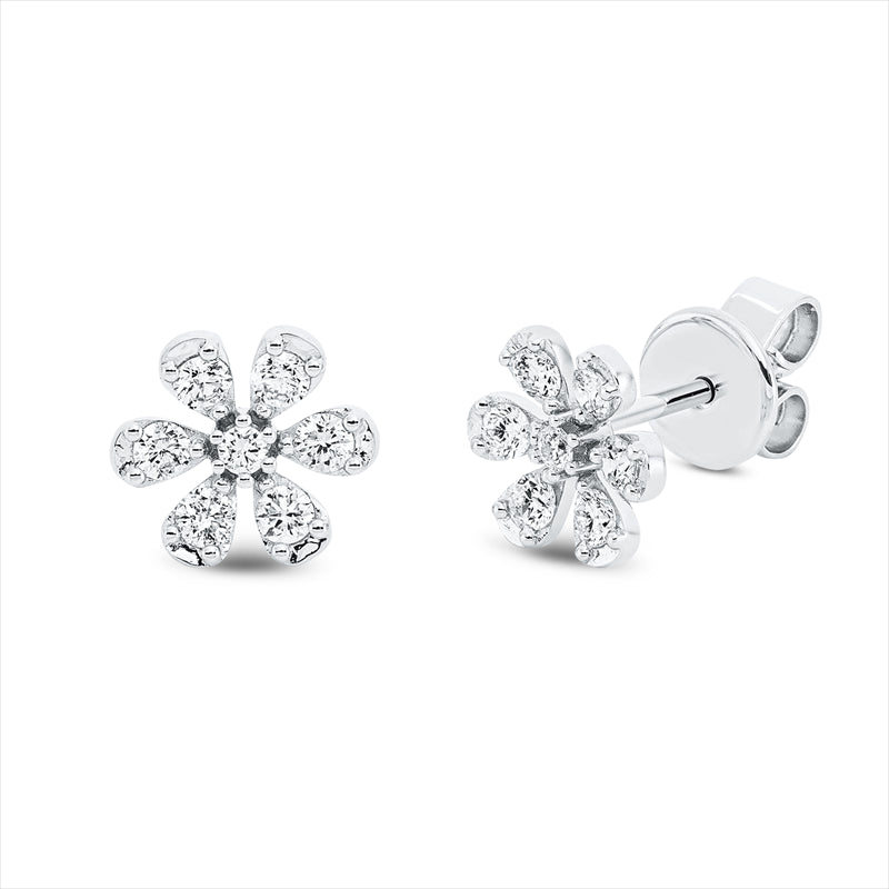 Ohrstecker 18 kt WG, 14 Brill. 0,34 ct, TW-pi