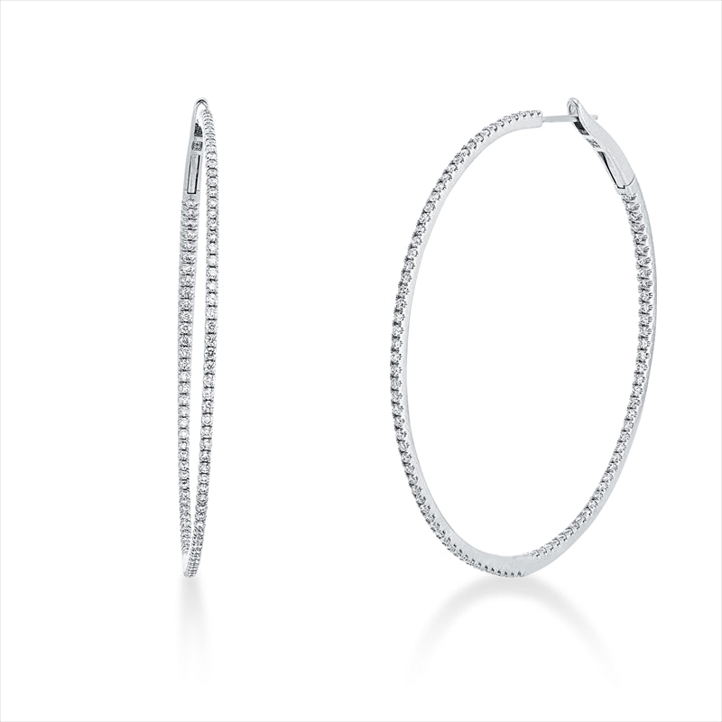 Creolen 18 kt WG, 194 Brill. 1,38 ct, W-si