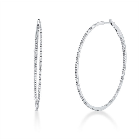 Creolen 18 kt WG, 194 Brill. 1,38 ct, W-si