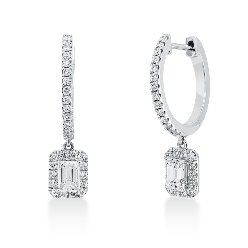 Ohrschmuck 18 kt WG, 2 Sm.schliff 0,54 ct, TW-vsi, 56 Brill. 0,32 ct, TW-si