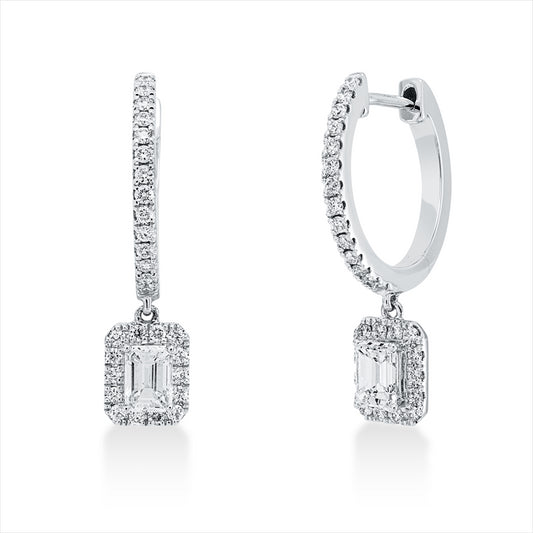 Ohrschmuck 18 kt WG, 2 Sm.schliff 0,54 ct, TW-vsi, 56 Brill. 0,32 ct, TW-si